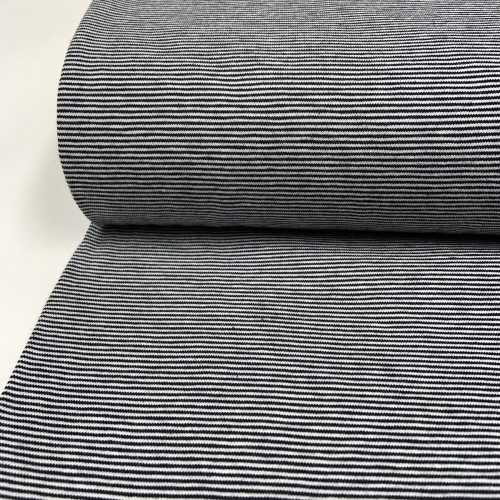 Jersey di Cotone con Righe larghe 1mm, Nero -...