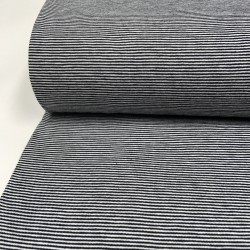 Jersey di Cotone con Righe larghe 1mm, Nero - Bianco