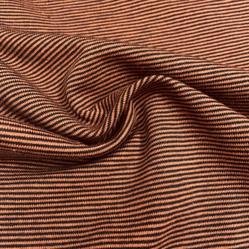 Jersey di Cotone con Righe larghe 1mm, Terra - Nero