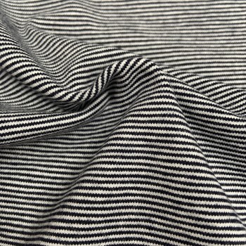 Jersey di Cotone con Righe larghe 1mm, Blu Navy - Bianco