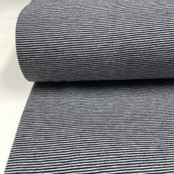 Jersey di Cotone con Righe larghe 1mm, Blu Navy - Bianco