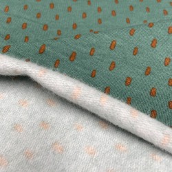 Felpa /Sweat di Cotone Biologico , Menta con Pois  di colore Ruggine