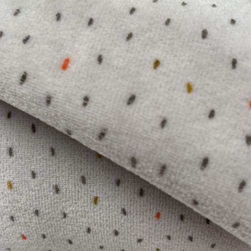 Velluto,  Nicky , Grigio chiaro con Pois colorati