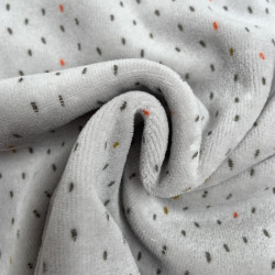 Velluto,  Nicky , Grigio chiaro con Pois colorati
