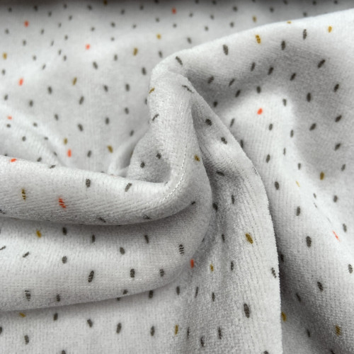 Velluto,  Nicky , Grigio chiaro con Pois colorati