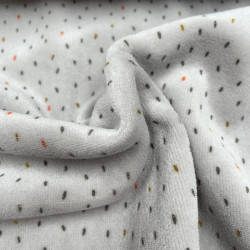 Velluto,  Nicky , Grigio chiaro con Pois colorati