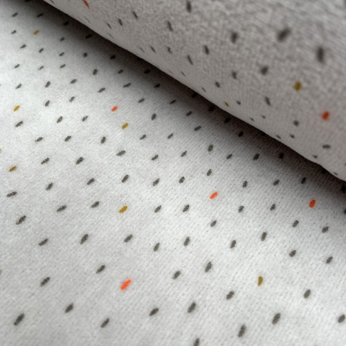 Velluto,  Nicky , Grigio chiaro con Pois colorati