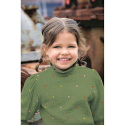 Mussola o Doppia Garza di Cotone, Grigio scuro con Pois colorati