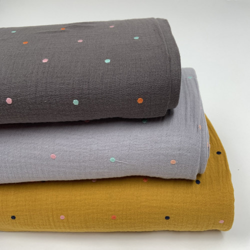 Mussola o Doppia Garza di Cotone, Grigio scuro...