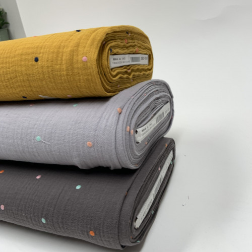 Mussola o Doppia Garza di Cotone, Grigio scuro...