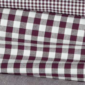 Cotone Popeline, Quadri, Melanzana 2