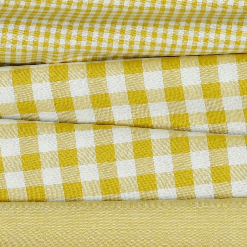 Cotone Popeline, Quadri, Ocra
