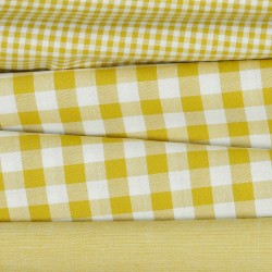 Cotone Popeline, Quadri, Ocra