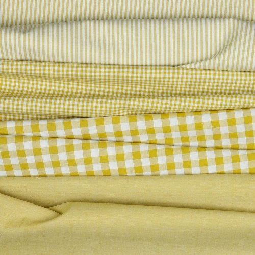 Cotone Popeline, Quadri, Ocra