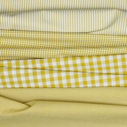 Cotone Popeline, Quadri, Ocra