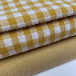 Cotone Popeline, Quadri, Ocra