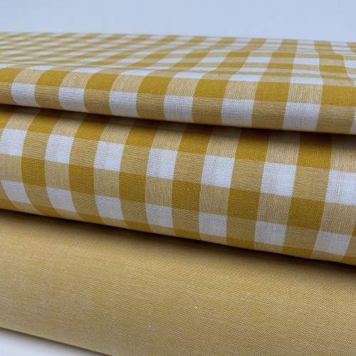Cotone Popeline, Quadri, Ocra