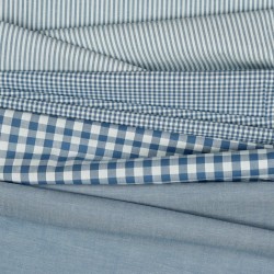 Cotone Popeline, Filo in tinta, Blu