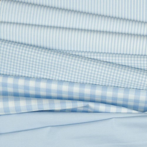 Cotone Popeline, Filo in tinta, Celeste