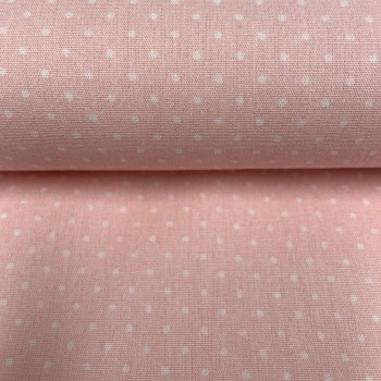 Cotone Popeline, Rosa chiaro, Pois Bianchi 2