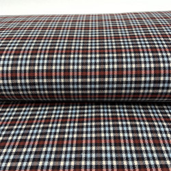Tartan Scozzese, Misto Viscosa-Poliamide, Blu Navy-Blu chiaro-Ruggine