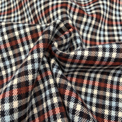 Tartan Scozzese, Misto Viscosa-Poliamide, Blu Navy-Blu chiaro-Ruggine