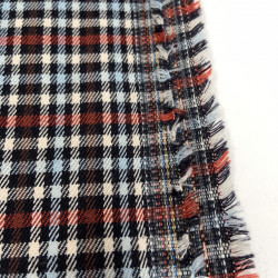 Tartan Scozzese, Misto Viscosa-Poliamide, Blu Navy-Blu chiaro-Ruggine