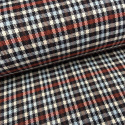 Tartan Scozzese, Misto Viscosa-Poliamide, Blu Navy-Blu chiaro-Ruggine