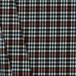 Tartan Scozzese, Misto Viscosa-Poliamide, Blu Navy-Blu chiaro-Ruggine