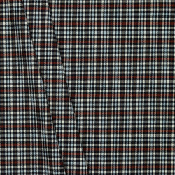 Tartan Scozzese, Misto Viscosa-Poliamide, Blu Navy-Blu chiaro-Ruggine