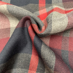 Tartan Scozzese, Misto Viscosa-Poliamide , Nero-Grigio-Rosso