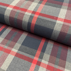 Tartan Scozzese, Misto Viscosa-Poliamide , Nero-Grigio-Rosso
