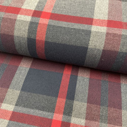 Tartan Scozzese, Misto Viscosa-Poliamide , Nero-Grigio-Rosso