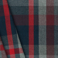 Tartan Scozzese, Misto Viscosa-Poliamide , Nero-Grigio-Rosso