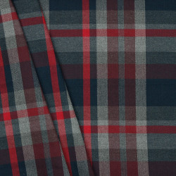 Tartan Scozzese, Misto Viscosa-Poliamide , Nero-Grigio-Rosso