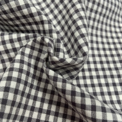 Cotone misto riciclato , Quadretti , Grigio - Nero