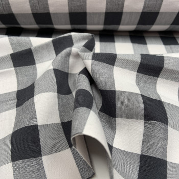 Cotone misto riciclato , Quadri , Grigio - Nero