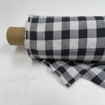 Cotone misto riciclato , Quadri , Grigio - Nero 2