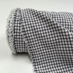 Cotone misto riciclato , Quadretti , Grigio - Nero