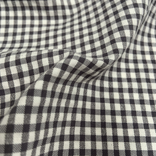 Cotone misto riciclato , Quadretti , Grigio - Nero