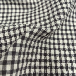Cotone misto riciclato , Quadretti , Grigio - Nero