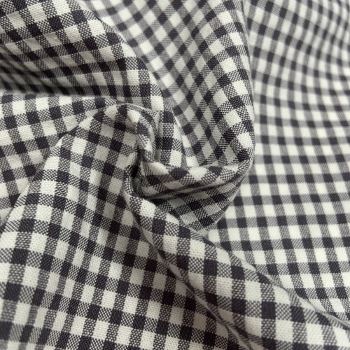 Cotone misto riciclato , Quadretti , Grigio - Nero