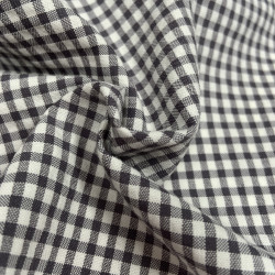 Cotone misto riciclato , Quadretti , Grigio - Nero