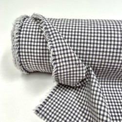 Cotone misto riciclato , Quadretti , Grigio - Nero