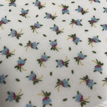 Cotone  - Viscosa misto, Fiori, Celeste 2