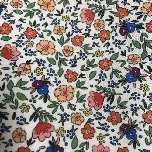 Voile di cotone Bio, Bianco con Fiori...