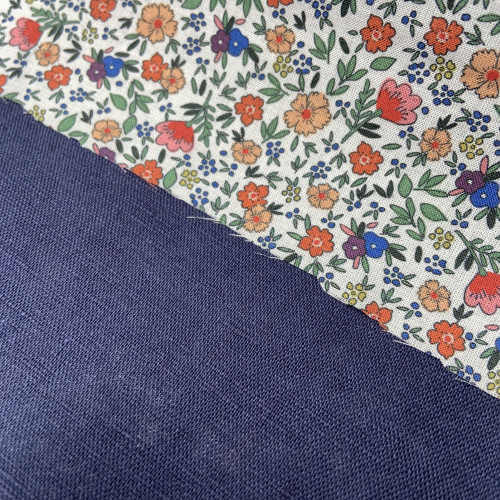 Voile di cotone Bio, Bianco con Fiori...