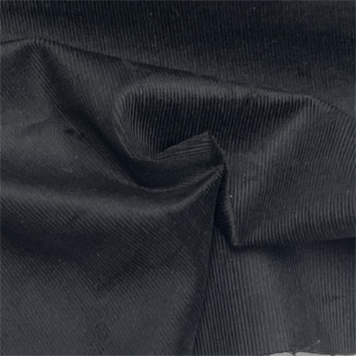 Velluto di cotone a coste sottili, Elastico, Nero