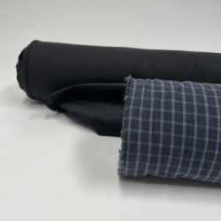 Velluto di cotone a coste sottili, Elastico, Nero