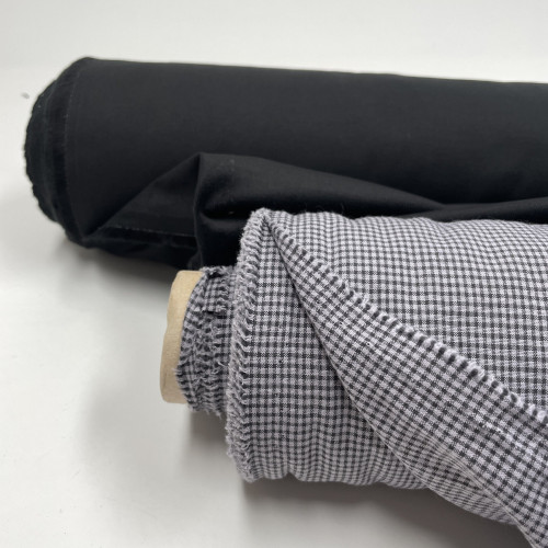 Velluto di cotone a coste sottili, Elastico, Nero